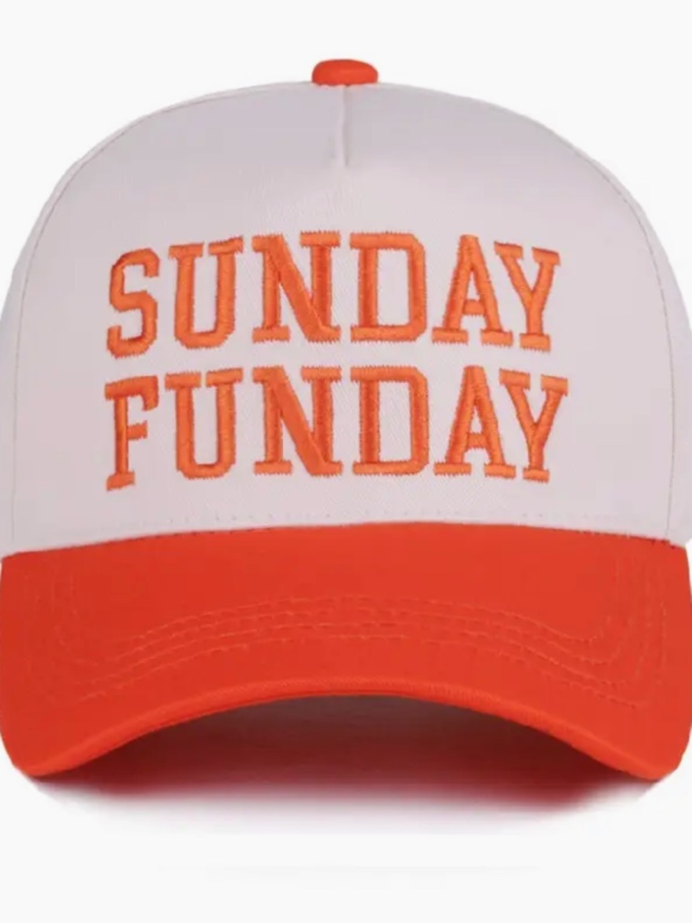NEW Sunday Funday Trucker Hat Orange White Baseball Cap One Size